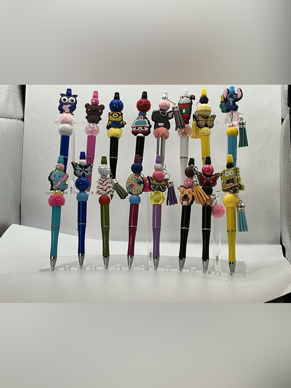 LOT OF 10 ASSORTED RANDOM DECORATIVE BEADED HANDMADE INK PENS FOR ADULTS & KIDS - Picture 8 of 9